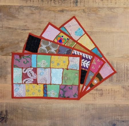 Platzset Patchwork mixed / bunt (roter Unterstoff)