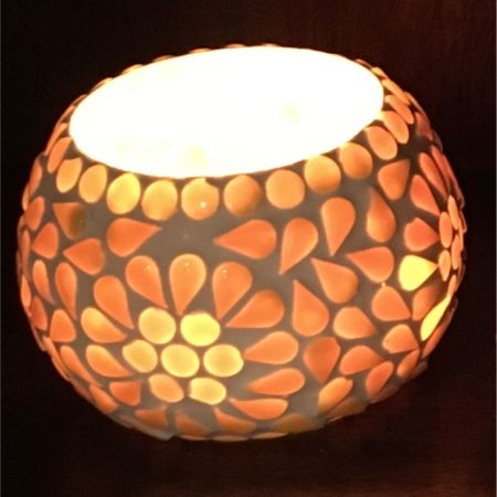 Mosaik Windlicht Tropfen gelb