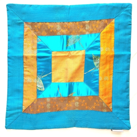 Sari-Kissenhülle Quadratstreifen 40x40 türkis