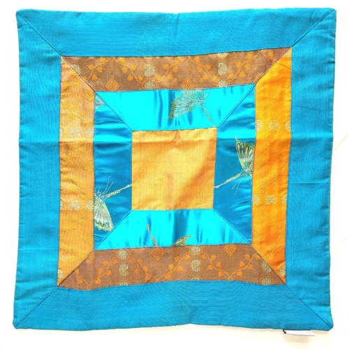 Sari-Kissenhülle Quadratstreifen 40x40 türkis