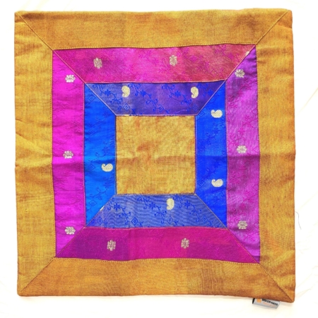 Sari-Kissenhülle Quadratstreifen 40x40 currygelb