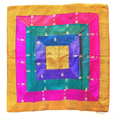 Sari-Kissenhülle Quadratstreifen 50x50 currygelb