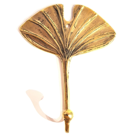 Garderobenhaken Ginkgoblatt Messing-gold