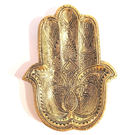 Schale / Räucherkegelhalter HAMSA Messing-gold