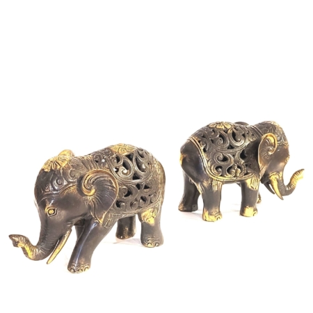 Figur Elefant CUT-OUT groß Messing-antik