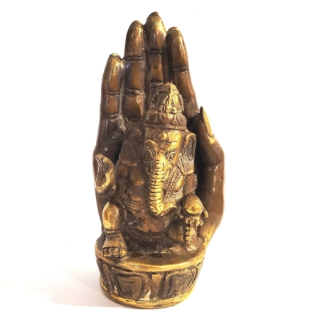 Figur ind. Gott Ganesha in Hand Messing-Antik