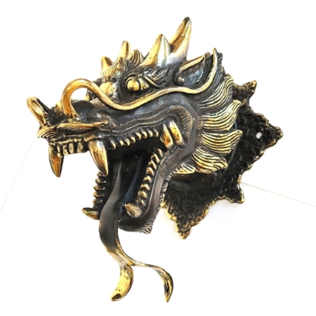 Wandfigur chinesischer Drache Messing-Antik