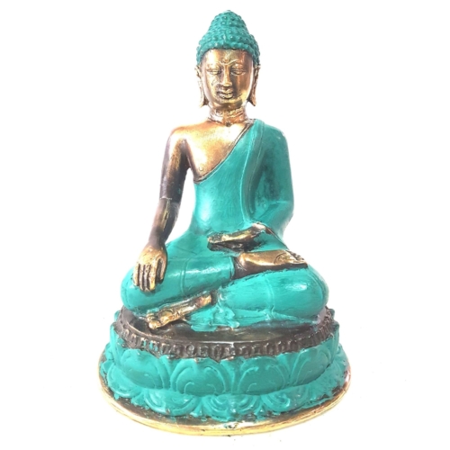 Figur Buddha im Lotussitz auf Lotusblüte