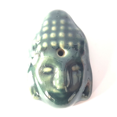 Räucherstäbchenhalter Buddhakopf dunkelgrün