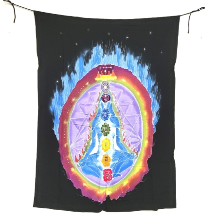 Wandbehang Chakren Lady blau mit Flamen