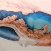 Wurzelholz Couchtisch Sea Blue Transparent Ø 75 cm