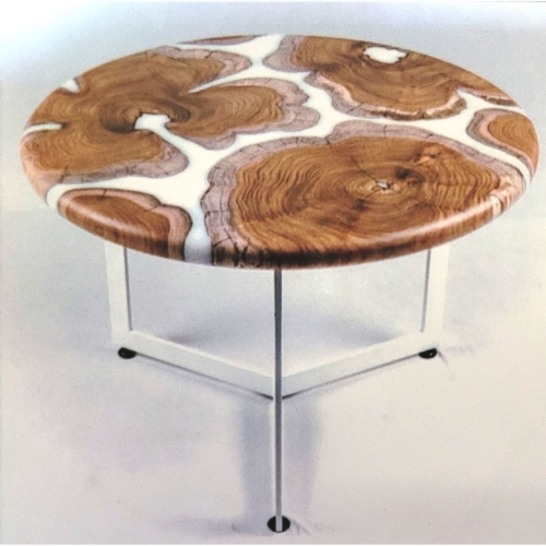 0045 Wurzelholz Couchtisch White Solid Ø 75 cm