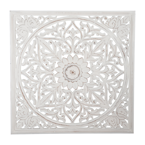 Wanddekoration Lotus-Mandala-Paneel weiß