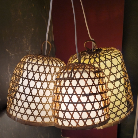 Lampenschirm Bambusgeflecht mit weißen Einsatz klein
