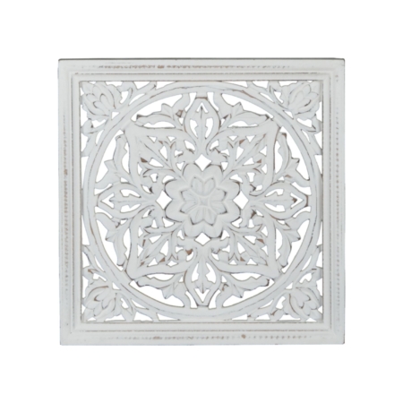 Wanddekoration Lotus-Mandala-Paneel 30x30 weiß