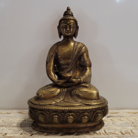 Messingfigur Buddha im Lotussitz